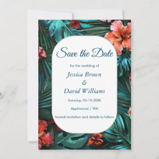 Invitación Hibiscus Dream Tropical Wedding Save The Date Card