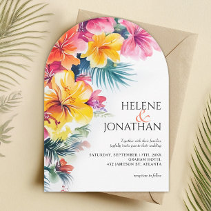 Invitación Hibiscus Elegant Tropical Destination Wedding