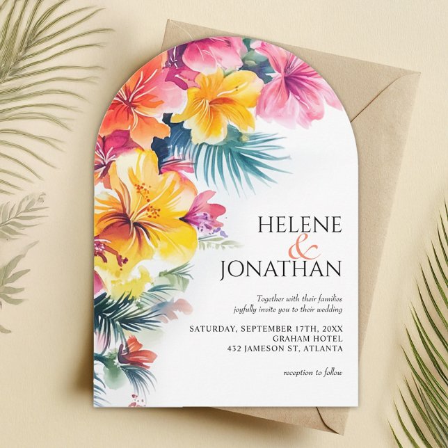 Invitación Hibiscus Elegant Tropical Destination Wedding (Hibiscus Elegant Tropical Destination Wedding Invitation)