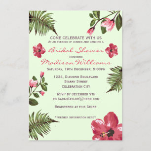 Invitación Hibiscus exótico y hojas tropicales ducha de novia