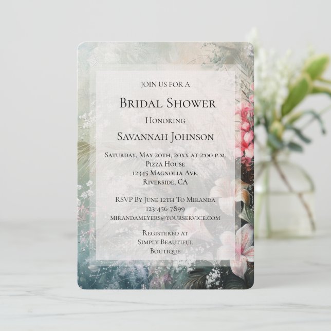 Invitación Hibiscus Floral Bridal Shower (Anverso de pie)