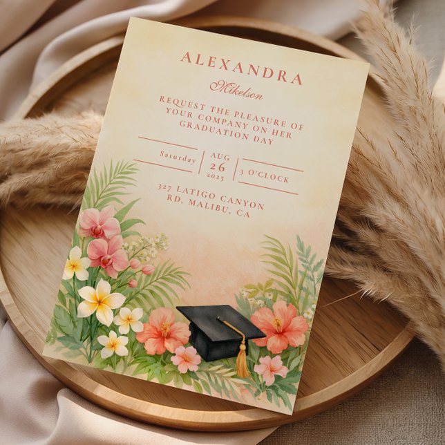 Invitación Hibiscus Floral Graduation Party (Subido por el creador)