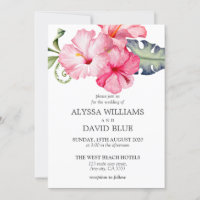 Hibiscus Floral Watercolor Romántico Boda