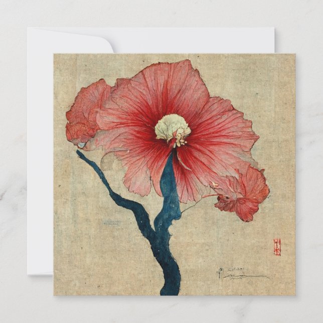 Invitación Hibiscus Flower Painting (Anverso)