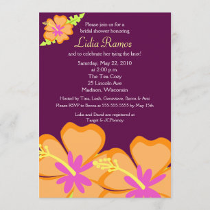 Invitación Hibiscus Flower Tropical 5x7 Bridal Shower Invite