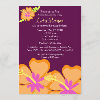 Invitación Hibiscus Flower Tropical 5x7 Bridal Shower Invite