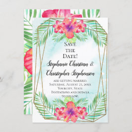 Invitación Hibiscus Flower Watercolor Beach Save the Date