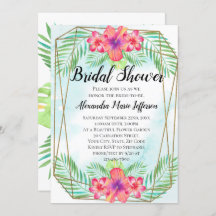 Hibiscus Flower Watercolor Beach Shower