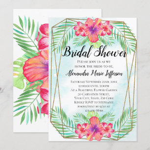Invitación Hibiscus Flower Watercolor Beach Shower