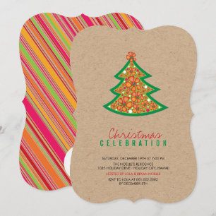 Invitación Hibiscus Flowers Kraft Fiesta Navidades tropicales