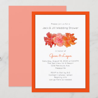 Invitación Hibiscus Flowers Naranja Wedding Shower
