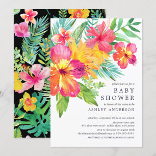 Invitación Hibiscus Flowers Tropical Baby Shower