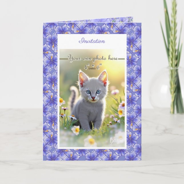 Invitación Hibiscus & lace BLUE (Anverso)