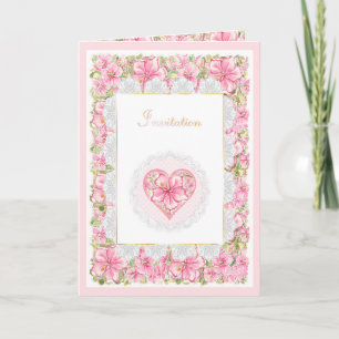 Invitación Hibiscus & lace PINK