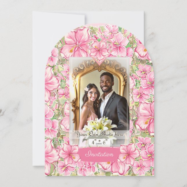 Invitación Hibiscus & lace PINK (Anverso)