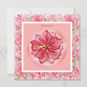 Invitación Hibiscus & lace RED