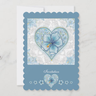 Invitación Hibiscus & lace TURQUOISE