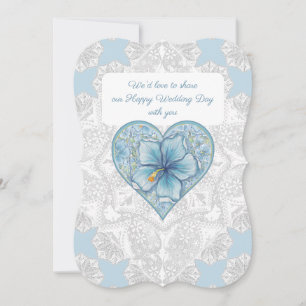 Invitación Hibiscus & lace TURQUOISE