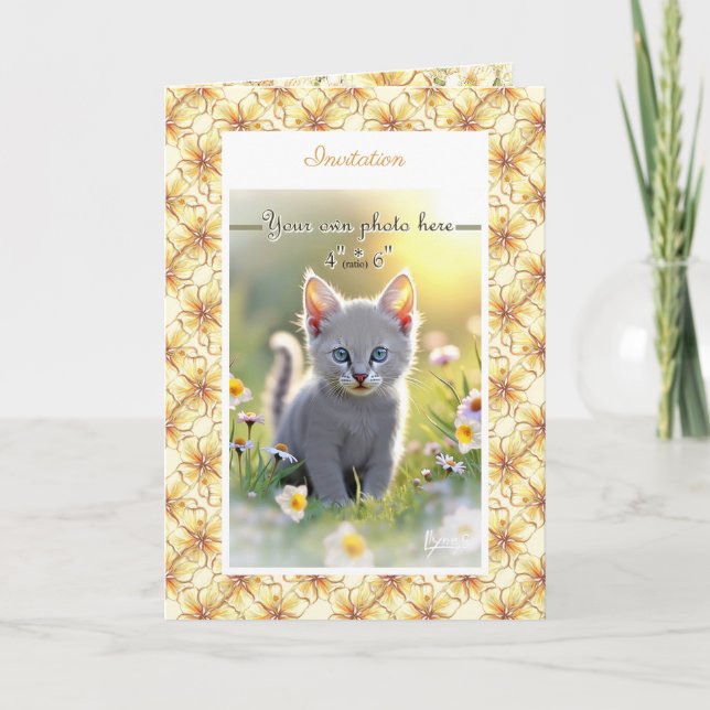 Invitación Hibiscus & lace YELLOW (Anverso)