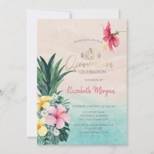 Invitación Hibiscus Piña Verano Quinceañera