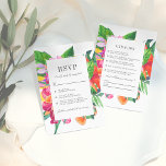 Invitación Hibiscus, Plumeria y Palm Funny Wedny RSVP<br><div class="desc">Esta tarjeta RSVP es una perfecta fusión de lo formal y lo divertido,  genial para cualquier pareja moderna! El diseño se caracteriza por un follaje tropical pintado a mano y un marco blanco elegante.</div>