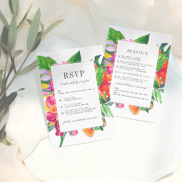 Invitación Hibiscus, Plumeria y Palm Funny Wedny RSVP