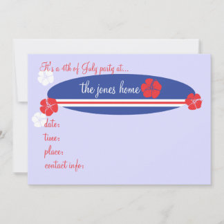 Invitación Hibiscus rojo blanco y azul