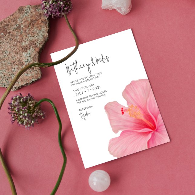 Invitación Hibiscus rosa ・ Bloom tropical ・ Destino (Subido por el creador)