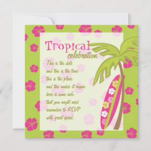 Invitación Hibiscus Surfboard