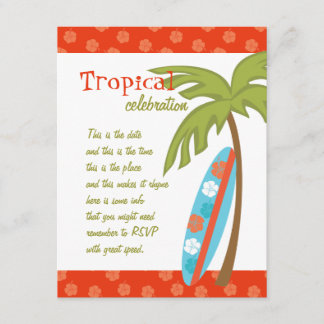 Invitación Hibiscus Surfboard