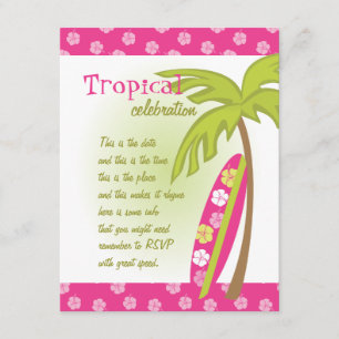 Invitación Hibiscus Surfboard