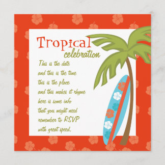 Invitación Hibiscus Surfboard