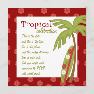 Invitación Hibiscus Surfboard
