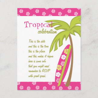 Invitación Hibiscus Surfboard