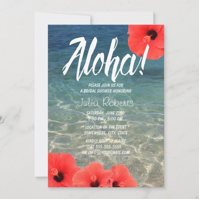 Invitación Hibiscus Tropical Beach Shower (Anverso)