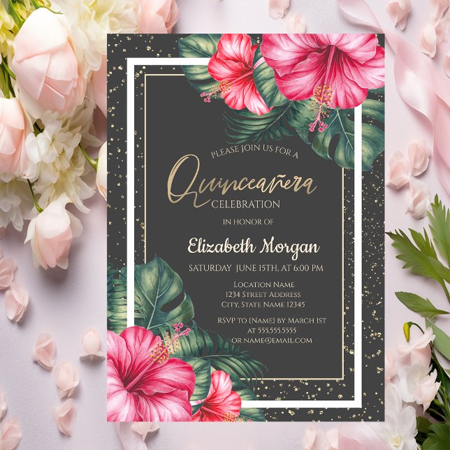 Invitación Hibiscus tropical, Confetti (Subido por el creador)