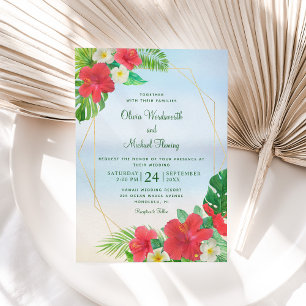Invitación Hibiscus Tropical Floral Beach Wedding