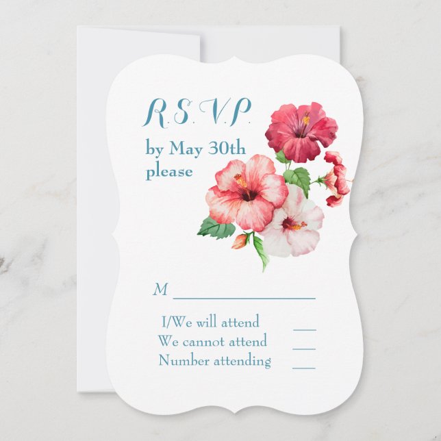 Invitación Hibiscus Tropical Floral RSVP (Reverso)