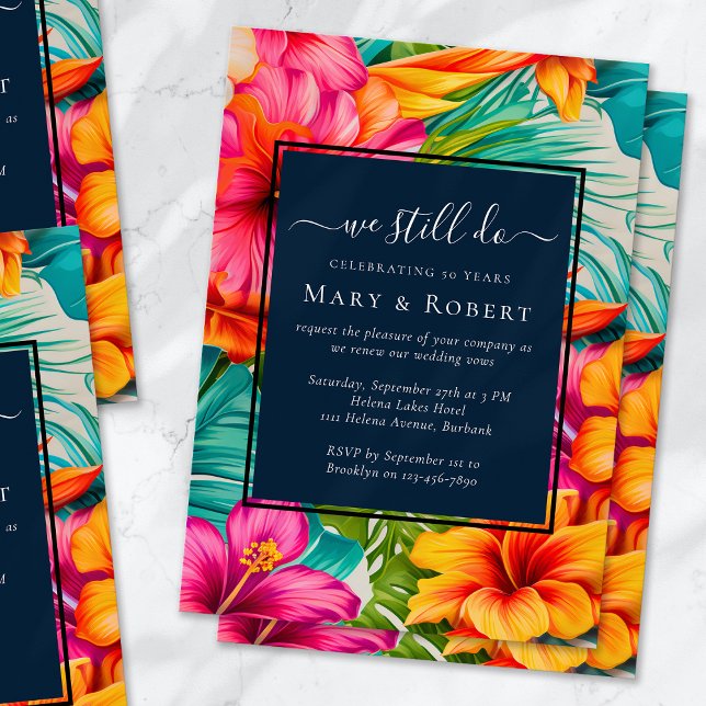 Invitación Hibiscus Tropical Floral Todavía Vemos Renovación (Subido por el creador)