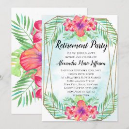 Invitación Hibiscus Tropical Luau Beach Retirement Fiesta