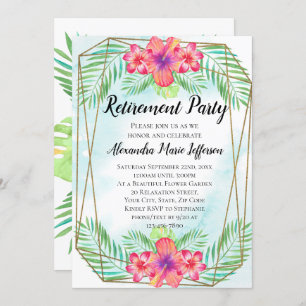 Invitación Hibiscus Tropical Luau Beach Retirement Fiesta