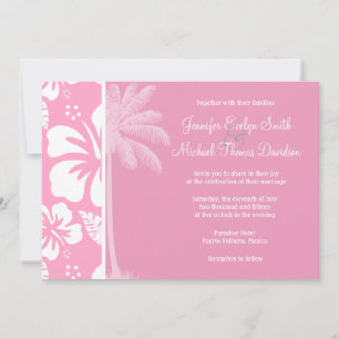 Invitación Hibiscus tropical rosa de clavel; Palm de verano