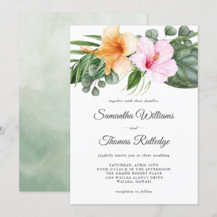Invitación Hibiscus tropical y floral acuática