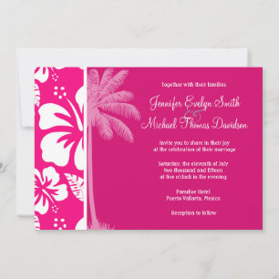 Invitación Hibiscus trópico rosa brillante