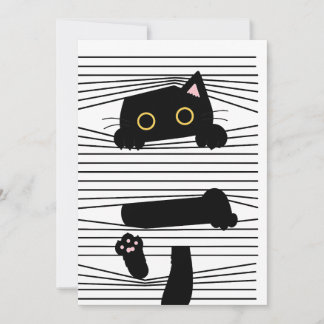 Invitación Hidden Black Cat Cute Funny Minimalist Animal Love