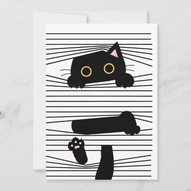 Invitación Hidden Black Cat Cute Funny Minimalist Animal Love (Anverso)
