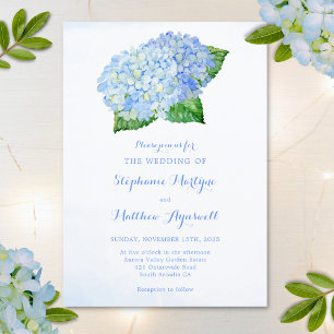 Invitación Hidrangea Azul Acuarela Boda Floral