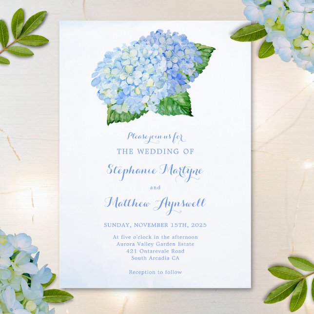 Invitación Hidrangea Azul Acuarela Boda Floral (Subido por el creador)