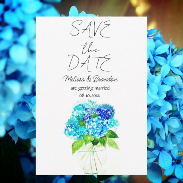 Invitación Hidrangea Azul acuarela Floral Boda Rústico (Subido por el creador)