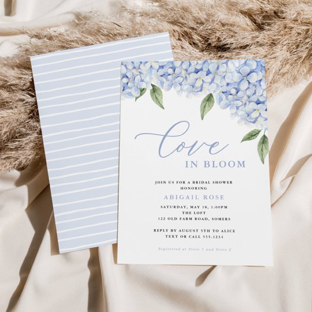 Invitación Hidrangea azul amor en ducha de novia en flor (Subido por el creador)